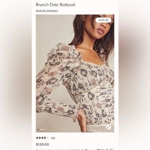 NWOT • Free People • Brunch Date Bodysuit • Ivory Combo